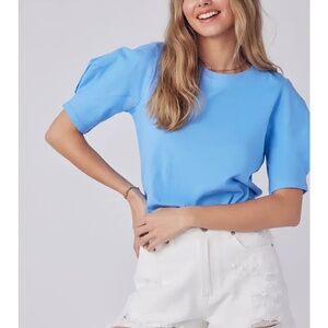 French Blue Puff Sleeves Tee